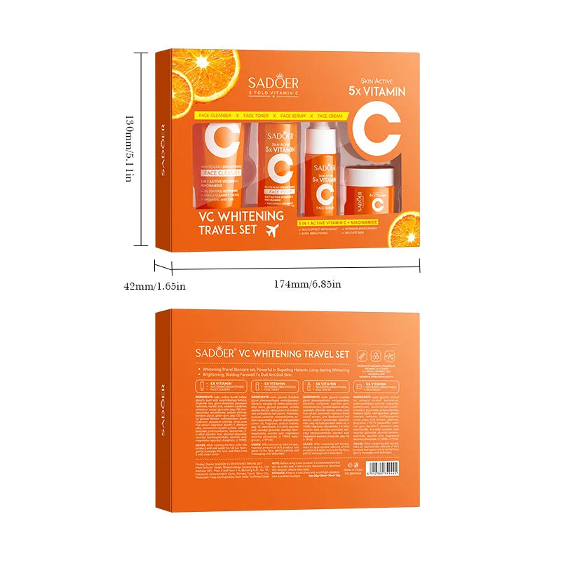 Five-piece vitamin C moisturizing travel skin care set vitamin C