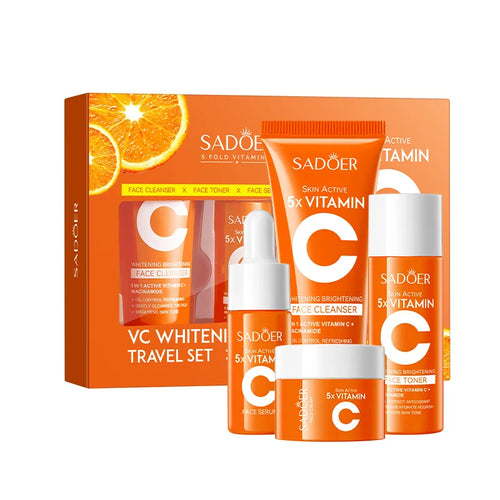 Five-piece vitamin C moisturizing travel skin care set vitamin C