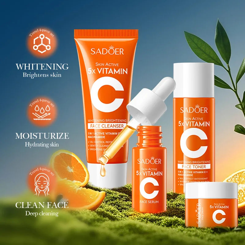 Five-piece vitamin C moisturizing travel skin care set vitamin C